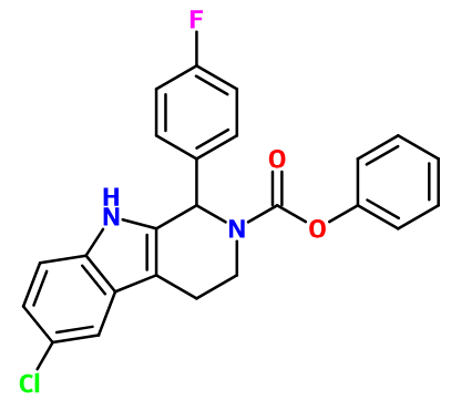 MC025405 6-Chloro-1-(4-fluoro-phenyl)-1,3,4,9-tetrahydro-b-carboline-2-carboxylic acid phenyl ester (image for) MC025405 6-Chloro-1-(4-fluoro-phenyl)-1,3,4,9-tetrahydro-b-carboline-2-carboxylic acid phenyl ester